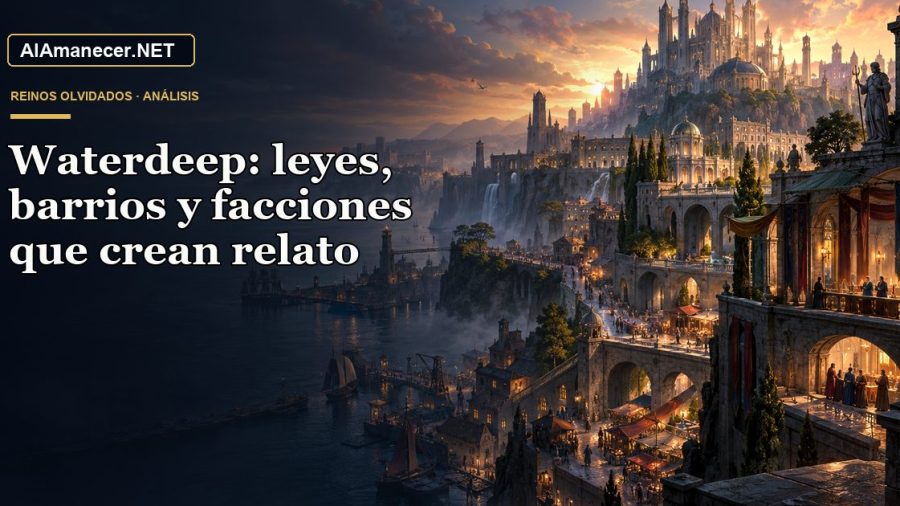 Portada de Waterdeep: leyes, barrios y facciones que crean relato en AlAmanecer.NET