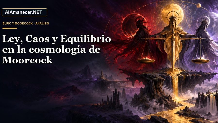Portada de Ley, Caos y Equilibrio en la cosmología de Moorcock en AlAmanecer.NET