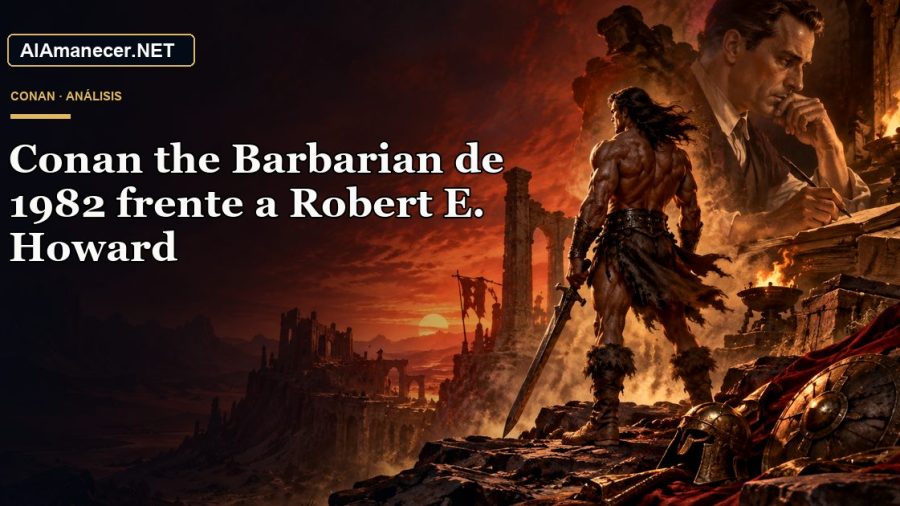 Portada de Conan the Barbarian de 1982 frente a Robert E. Howard en AlAmanecer.NET