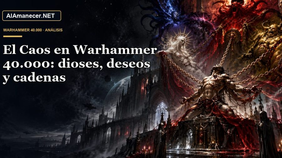 Portada de El Caos en Warhammer 40.000: dioses, deseos y cadenas en AlAmanecer.NET